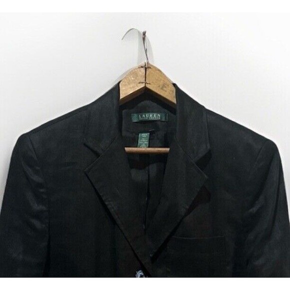 Vintage Lauren Ralph Lauren Black Linen Blazer Suit Jacket Made In Italy Sz 8 - Picture 3 of 10